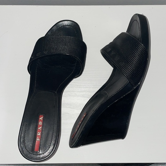 Size 9, Hardly Worn Prada wedges 450$. OR BEST OFFER - Picture 2 of 3